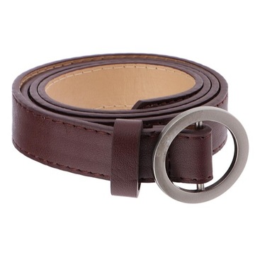 ch-Womens Vintage Slim Leather Belt Waist Band Coffee