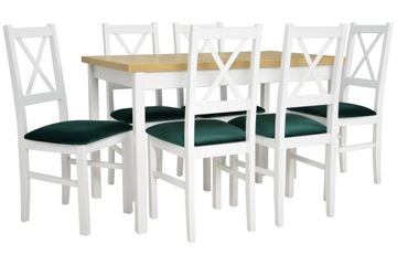 6 krzeseł BUTELKOWA ZIELEŃ + stół rozkładany 160cm