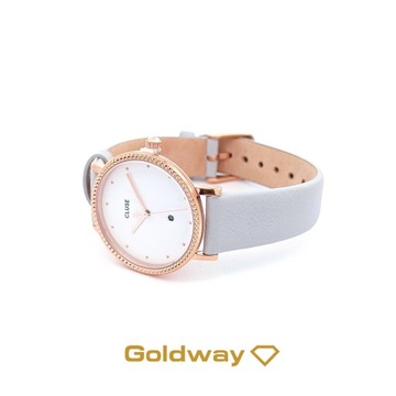 Cluse zegarek damski na szrym pastelowym pasku datownik CL63001