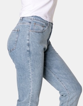 Jasne Spodnie Damskie Mom Jeans Dżinsy Zwężane Wysoki Stan Strecz 6700 W44