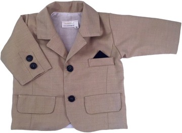 MARYNARKA wizytowa beżowa granatowe dodatki 80 cm +9m