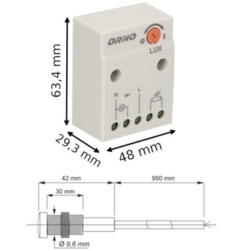 Мини-сумеречный датчик, для поверхностного монтажа, наружный зонд IP65, для регулировки светодиодов