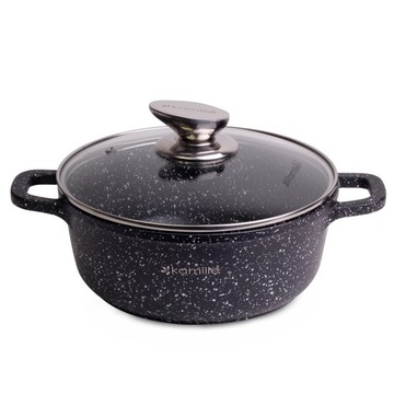 GARNEK tradycyjny Aluminiowy GRANITOWY POKRYWKA INDUKCJA KAMILLE