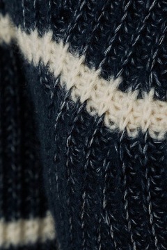 Camaieu Kobiecy Granatowy Biały Sweter Paski Wełna Bawełna Organiczna S 36