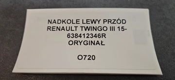 PODBĚH LEVÝ PŘEDNÍ RENAULT TWINGO III 15- ORIGINÁLNÍ
