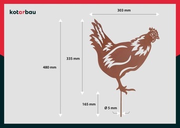 FIGURKA KURA FIGURA OZDOBA METALOWA OGRODOWA RDZA