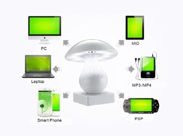 Мини-динамик Bluetooth со светодиодной подсветкой и радио, белый