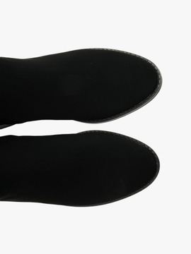 Kozaki damskie klasyczne RYŁKO buty na obcasie czarne z nubuku wysokie 37