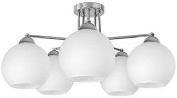 LAMPA WISZĄCA SUFITOWA ŻYRANDOL NOWOCZESNA CHROM BIAŁE KULE LOFT LED