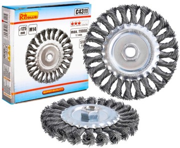 Дисковая щетка для шлифования. Многожильный провод Richamnn C4311, 125 мм.