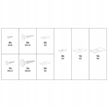 Винты, шайбы кузовные, 170 шт, микс