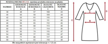 Damska koszula nocna Melisa rękaw 3/4 haft : Kolor - Burgundowy, Rozmiar -