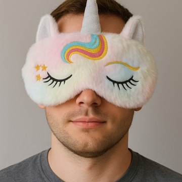 МАСКА ДЛЯ СПАНИЯ ДЛЯ ГЛАЗ РАССЛАБЛЯЮЩАЯ ЕДИНОРОГ РОЗОВЫЙ ПЛЮШ