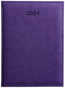 Kalendarz książkowy A4 tygodniowy 2024 tydz/2str FIOLETOWY
