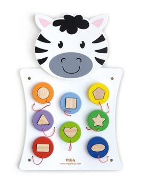 TABLICA MANIPULACYJNA DREWNIANA SENSORYCZNA EDUKACYJNA ŚCIENNA VIGA ZEBRA