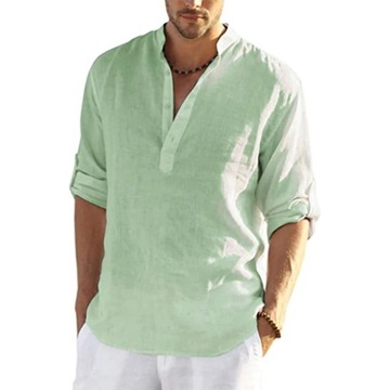 2022 New Men's Casual Blouse Cotton Linen Shirt Lo