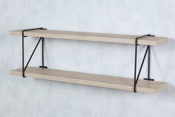 2 НАСТЕННЫЕ ПОЛКИ ДУБ СОНОМА 70 СМ ПЛЮС ДВА ЧЕРНЫХ КРОНШТЕЙНА LOFT