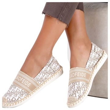 ESPADRYLE SLIP ON DAMSKIE Z NAPISAMI PLECIONE r 37
