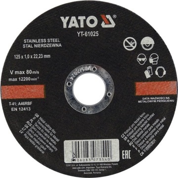 TARCZA DO CIĘCIA METALU 125 x 1,0 mm YATO YT-61025