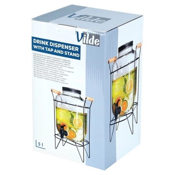 БАНКА ДЛЯ ЛИМОНАДНОГО НАПИТКА С КРАНОМ, НАВИНЧИВАЕМАЯ, С ЧЕРНОЙ ПОДСТАВКОЙ, 5,5 Л.