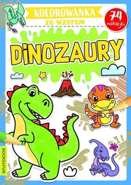 Kolorowanka ze wzorem DINOZAURY naklejki