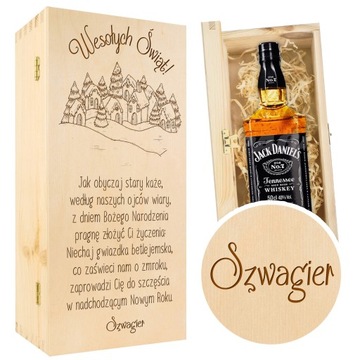 Prezent na święta - Drewniana skrzynka na whisky + grawer, różne wzory