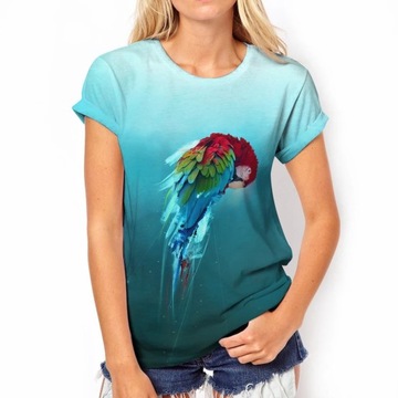 Fashion T-shirts For Women Gradient Parrot Tops Te