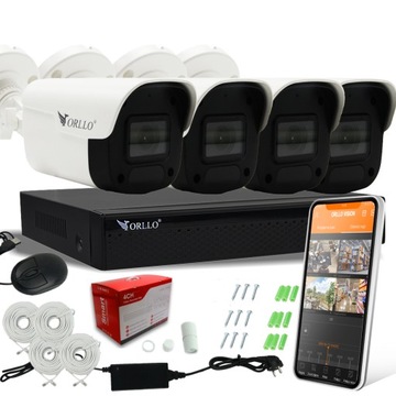 ORLLO ECO BULLET Набор для мониторинга: 4 уличные камеры POE + рекордер + диск 1 ТБ