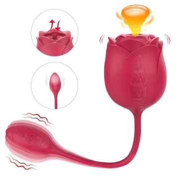 SEX WIBRATOR 2w1 - POSUWISTY PENIS I RUCHOMY JĘZYK RÓŻA STYMULACJA ORGAZM