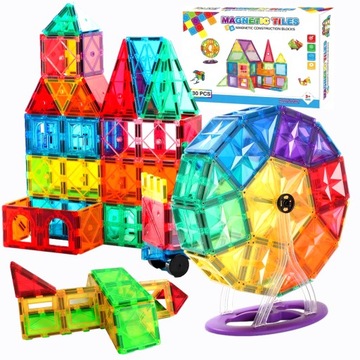 KLOCKI MAGNETYCZNE Magnetic Tiles KONSTRUKCYJNE DUŻE PANELE XXl 130 el 3D