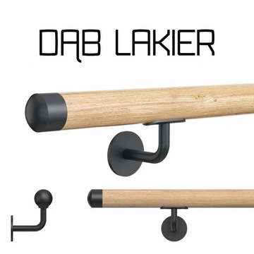 Poręcz ścienna drewniana fi42 140cm dąb naturalny dębowa lakierowana + RAL