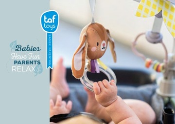 TAF TOYS Pałąk Łuk z zabawkami zawieszkami do wózka Zajączek Rośnij ze Mną