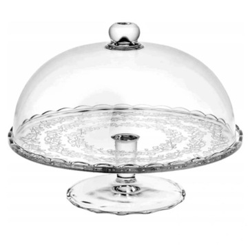 ТАРЕЛКА ДЛЯ ТОРТА ФРУКТОВЫЙ ТОРТ СТАКАН С ЛАМПОЙ, КРУГЛАЯ КРЫШКА, 29 см, НА НОЖКЕ