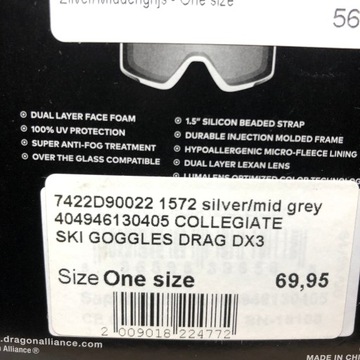 779 Лыжные очки с очками Dragon DX3 LumaLens Silver ION OTG Cat S2