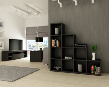 Современный книжный шкаф-лестница, полки из ДУБА САЧИНО СОНОМА