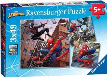 Skládačka Kreativní zábava Puzzle Manuální hra 3x49 Elementů Spiderman