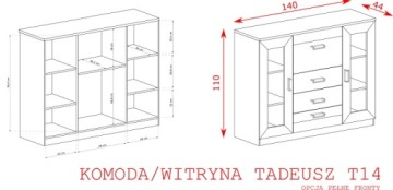 TADEUSZ T14 Шкаф-витрина - 2 ЦВЕТА + БЕСПЛАТНО
