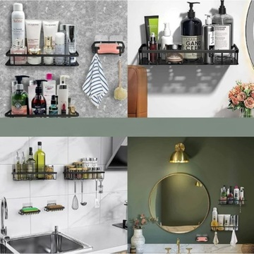 2 ШТ. САМОКЛЕЯЩАЯСЯ ПОДВЕСНАЯ ПОЛКА ДЛЯ СТЕНЫ ВАННОЙ КОМНАТЫ ДЛЯ ДУША