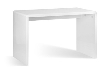 Proste białe biurko Bise wysoki połysk design MDF