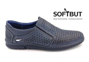 MOKASYNY PÓŁBUTY BUTY WSUWANE NA LATO 319 SKÓRA 48