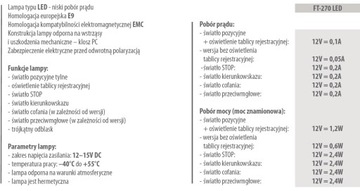 ФОНАР ЗАДНИЙ ЛЕВЫЙ С ТРЕУГОЛЬНИКОМ LED LED FT 270 L