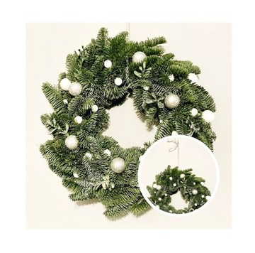 Wianek bożonarodzeniowy na drzwi stroik ŻYWY jodła