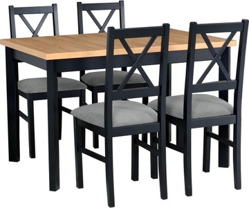 Stół rozkładany 80x120/150 + 4 krzesła czarne