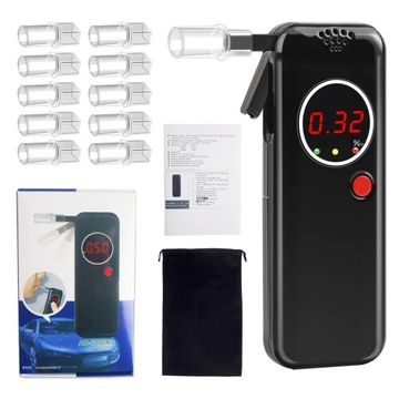 TESTER ALKOHOLU ALKOMAT WRAŻLIWY LCD Z 12 USTNIKAM