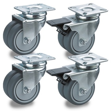 Zestaw 4 kółek obrotowych Twin 50 mm guma TPR