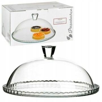 Patera Szklana z kloszem na ciasto 32cm Pasabahce
