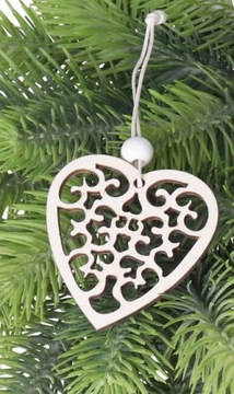 ЕЛОЧНЫЕ ШАРЫ, ДЕРЕВЯННЫЕ СЕРДЦА, УКРАШЕНИЯ, 12 ШТ.