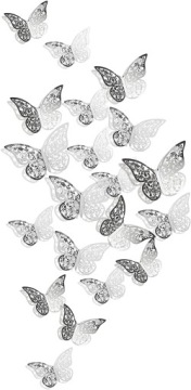 3D серебряная бабочка свадебная наклейка на стену