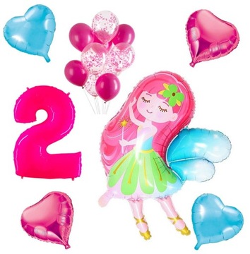 ZESTAW BALONY NA 2 URODZINY WRÓŻKA RÓŻOWA
