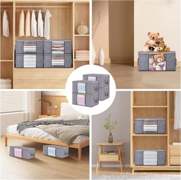 4x СУМКА-ОРГАНИЗАТОР ДЛЯ ОДЕЖДЫ ПОСТЕЛЬНОЕ ПРИНАДЛЕЖНОСТЬ ОДЕЯЛО ДЛЯ ХРАНЕНИЯ ИГРУШЕК 84Л